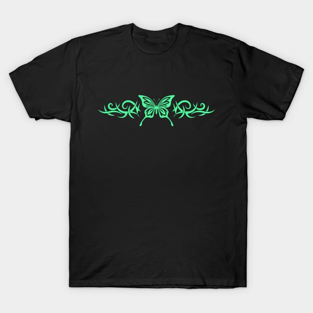 Green Butterfly Tattoo Harajuku Grunge Egirl y2k Aesthetic T-Shirt by codeclothes